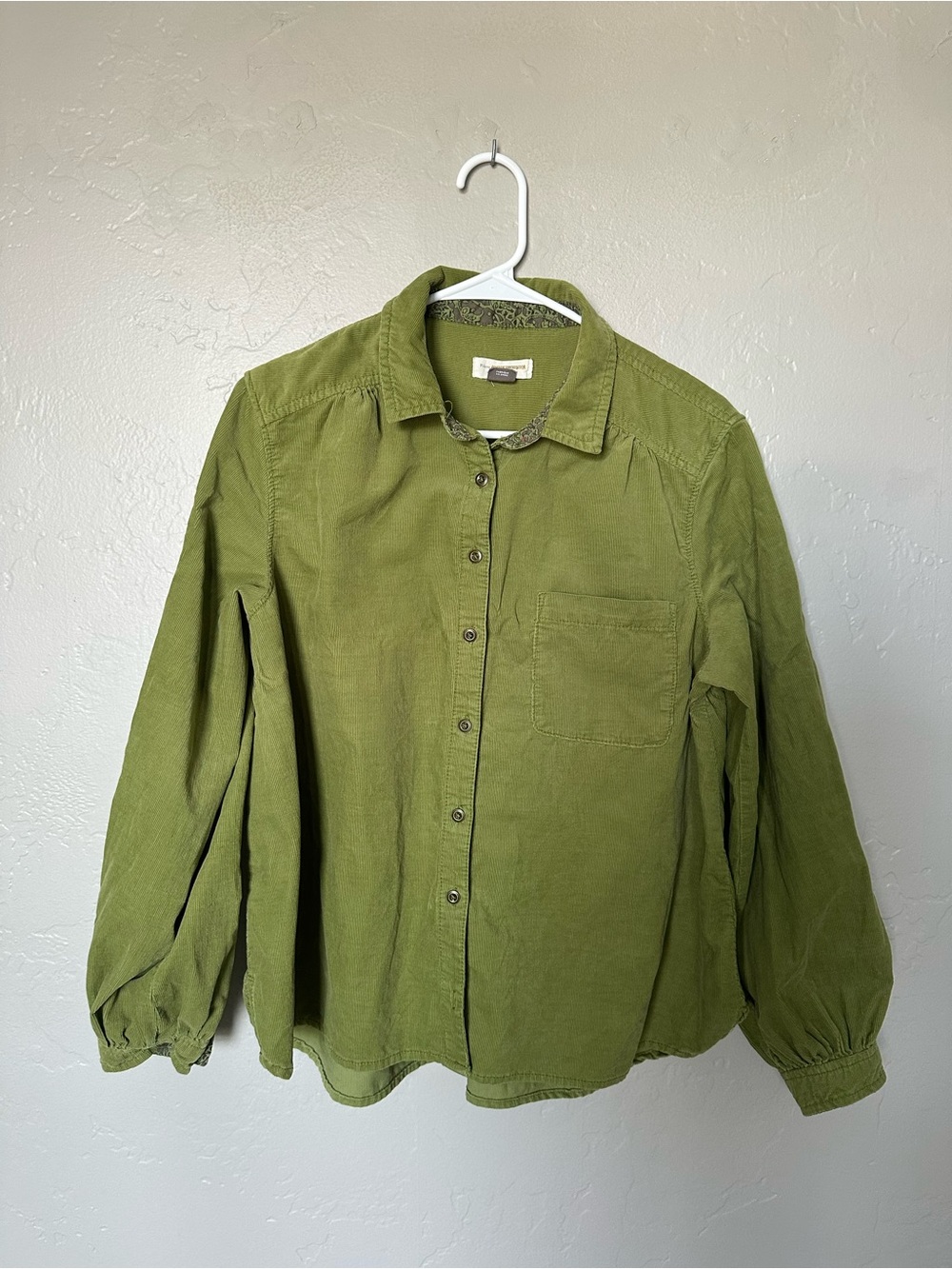 Anthropologie Pilcro Sigourney Corduroy Button Down Shirt Green Cotton - Picture 12 of 12